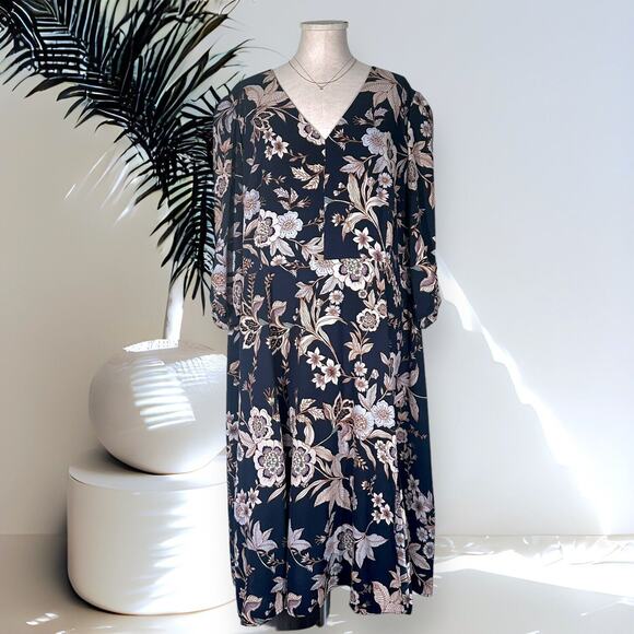 ELIZA J Botanical Floral Shift Maxi Dress V-Neck Cocktail Blue White Padded 22W - Picture 13 of 13